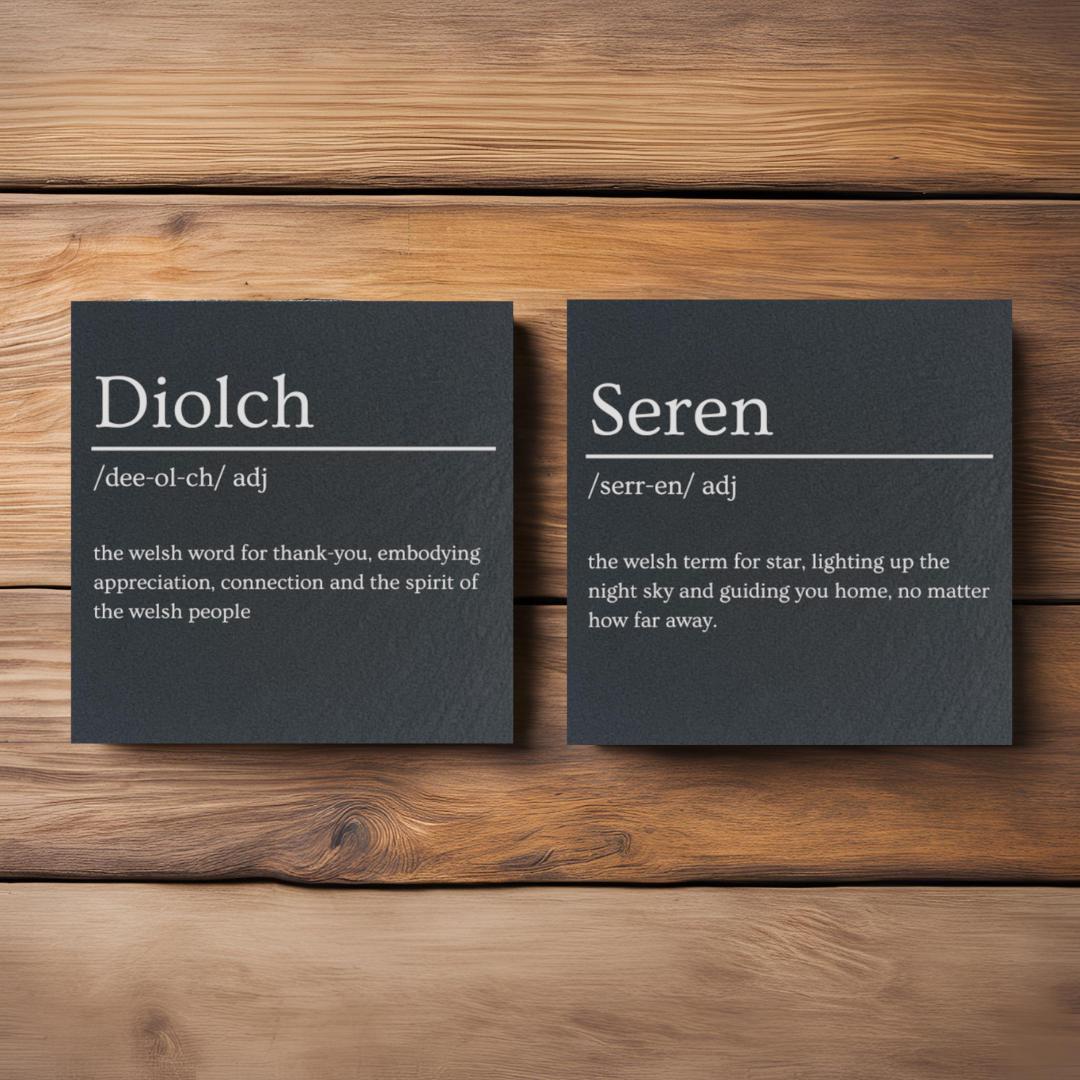 Welsh Dictionary Slate Coasters
