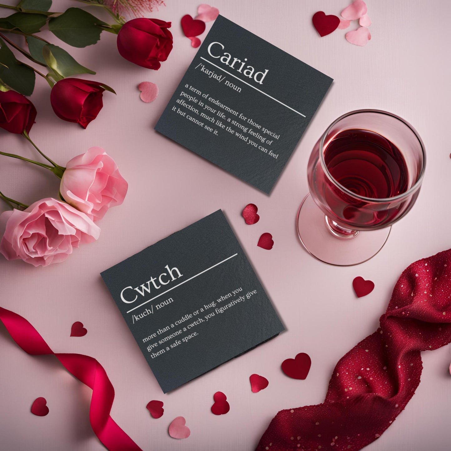 Welsh Valentines Day Gift Slate Coasters
