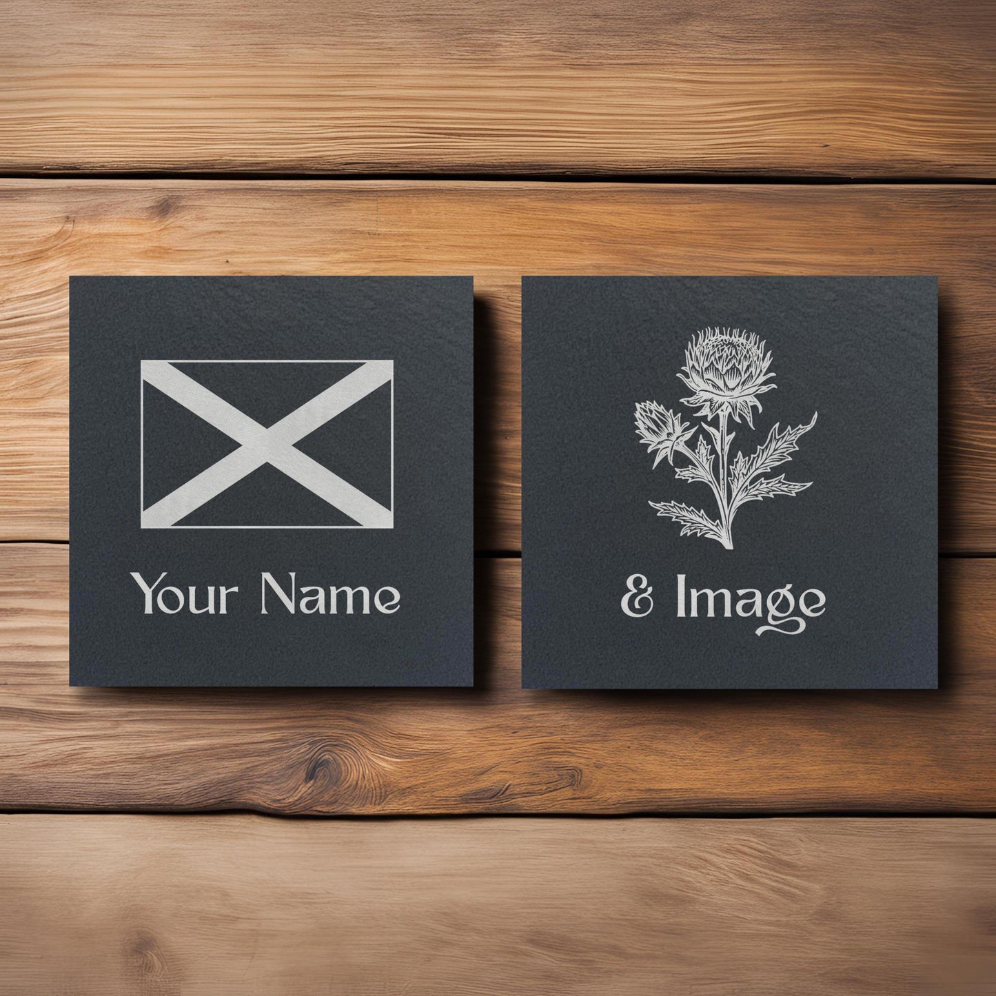 Scottish Flag or Thistle Customisable Slate Coaster