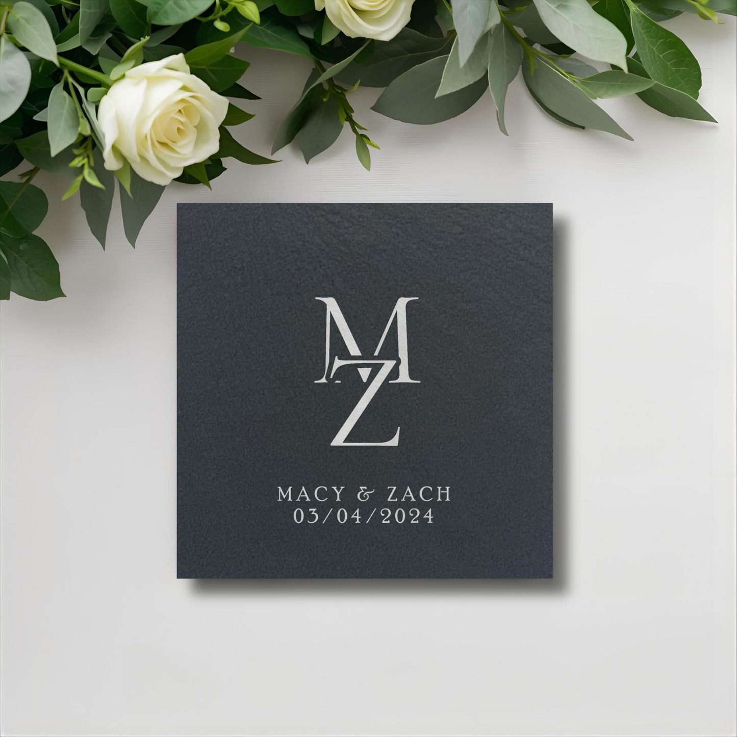 Customisable Initialised Wedding Slate Coasters, Engraved with Names, Initials, and Date