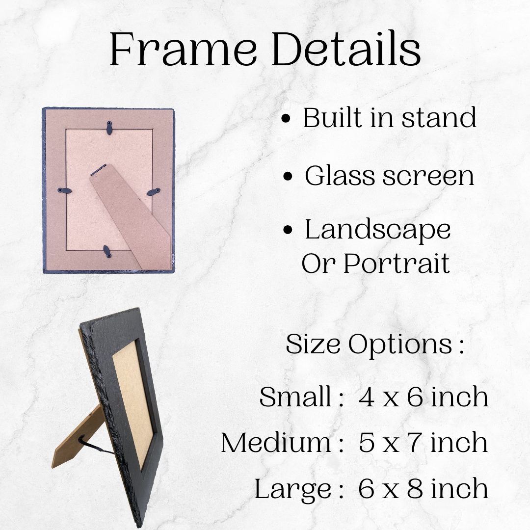 Personalised Slate Photo Frame – Engraved with Couple’s Names & Date