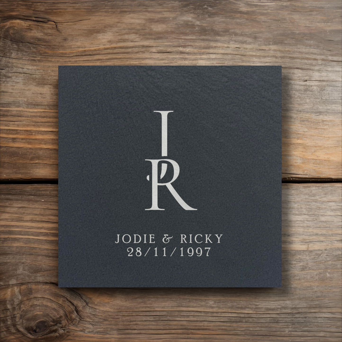 Customisable Initialised Wedding Slate Coasters, Engraved with Names, Initials, and Date