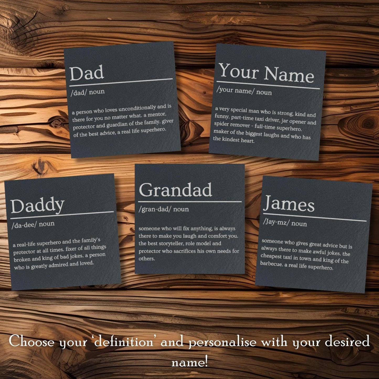 Father's Day Dictionary Definition Slate Coaster