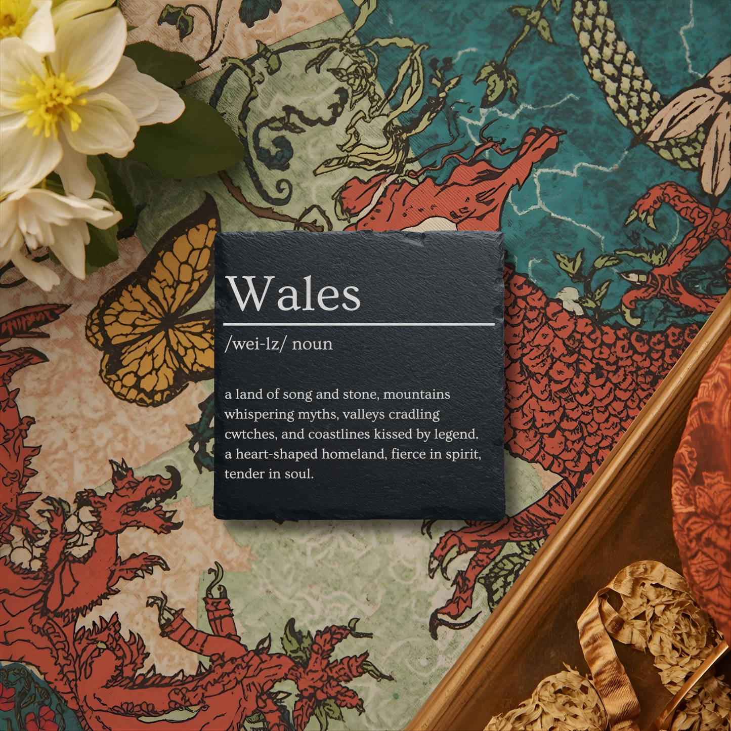 Wales Dictionary Definition Slate Coaster