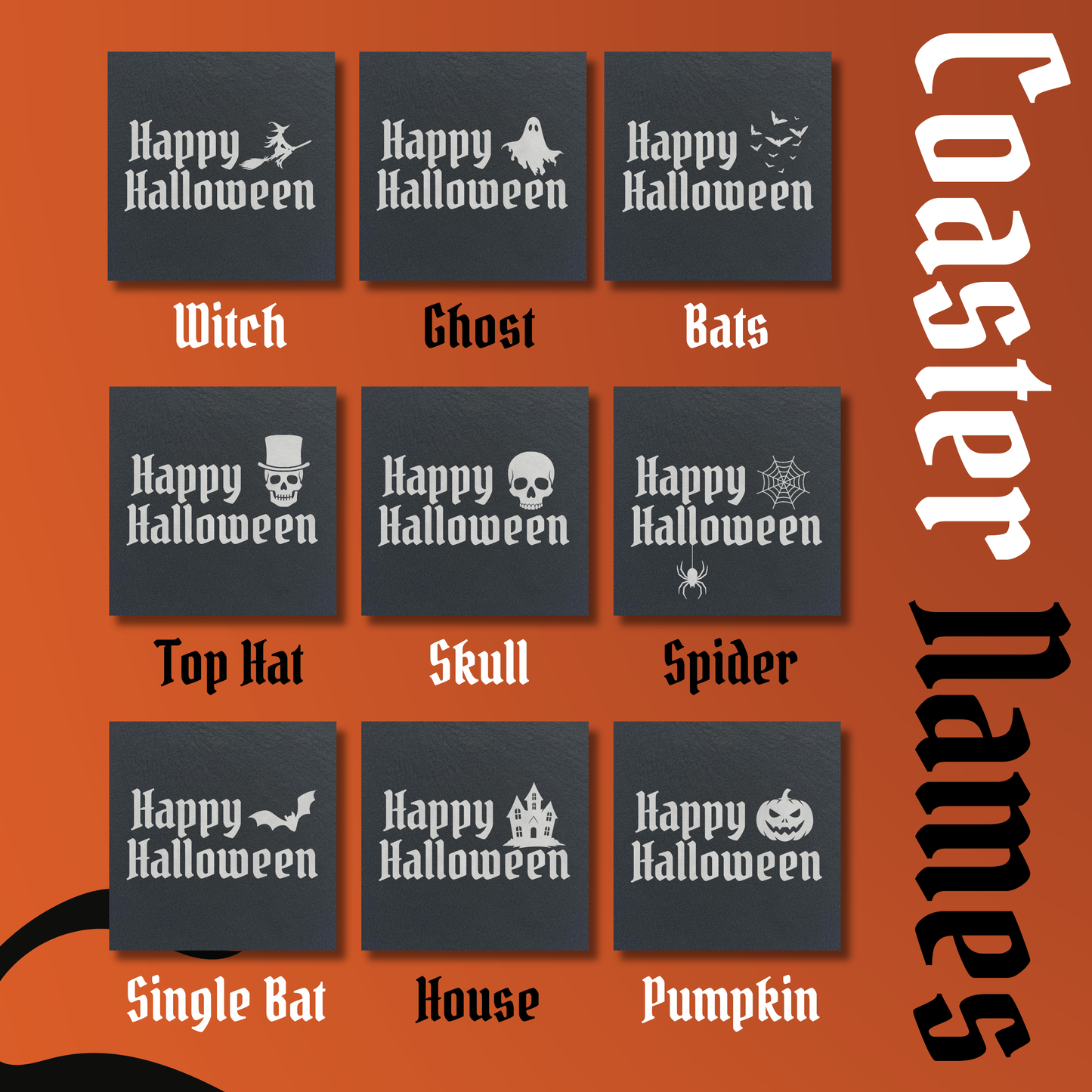 Halloween Slate Coaster Set – Mix and Match