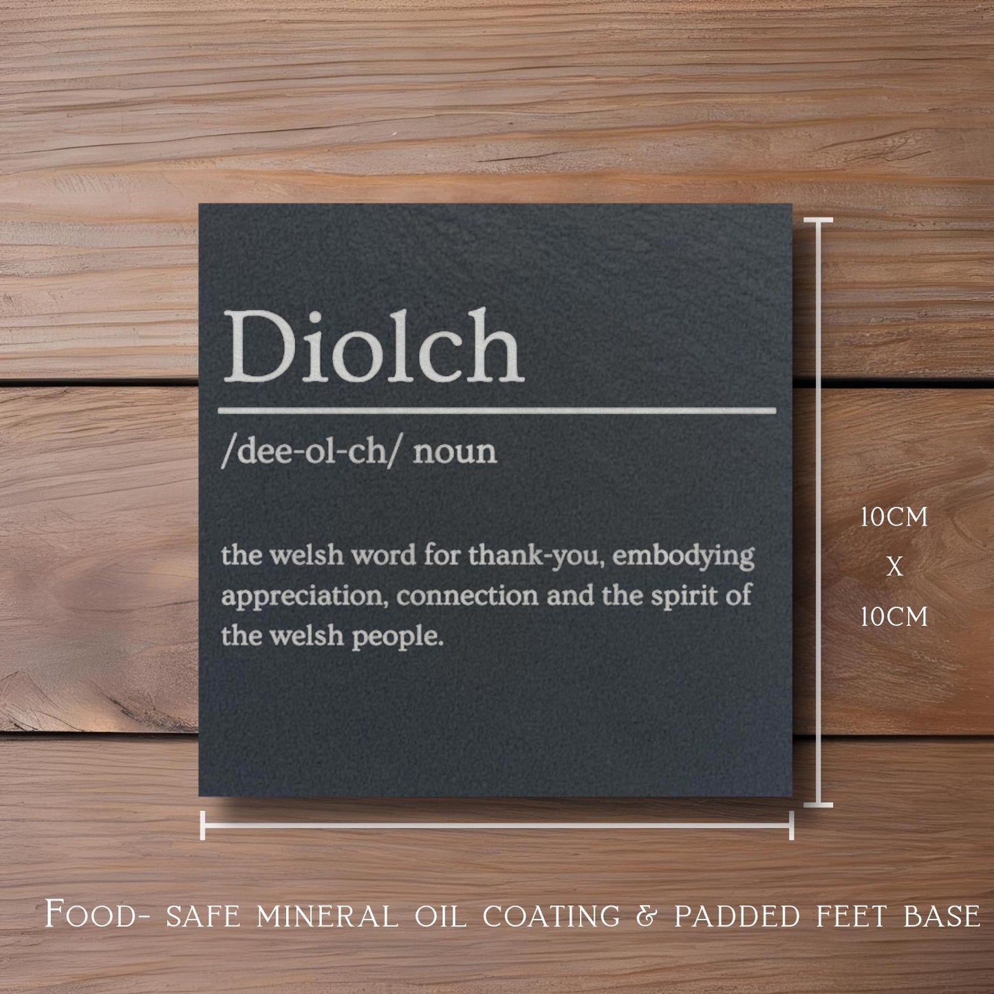 Diolch Welsh Language Slate Coaster
