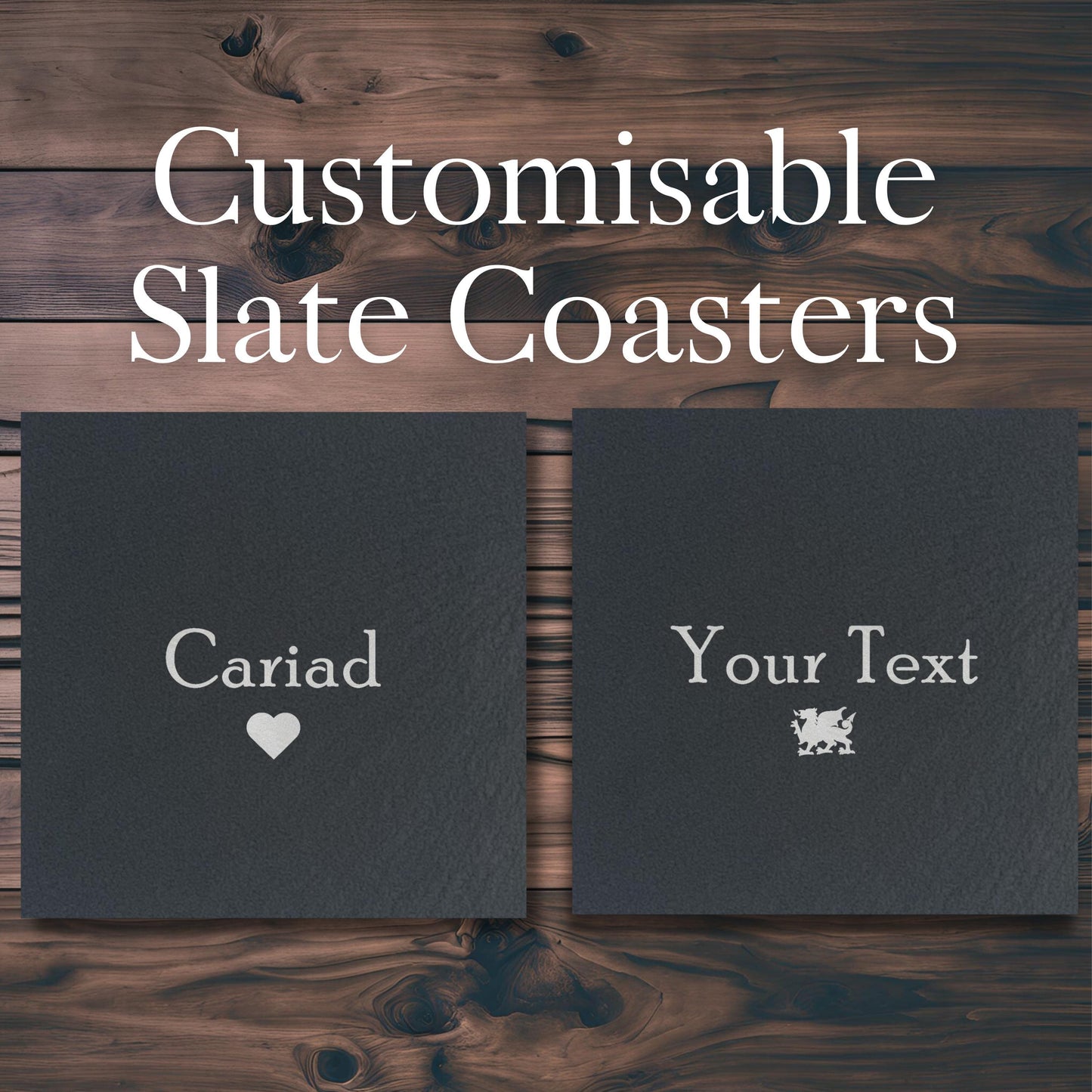 Customisable Slate Text Coasters