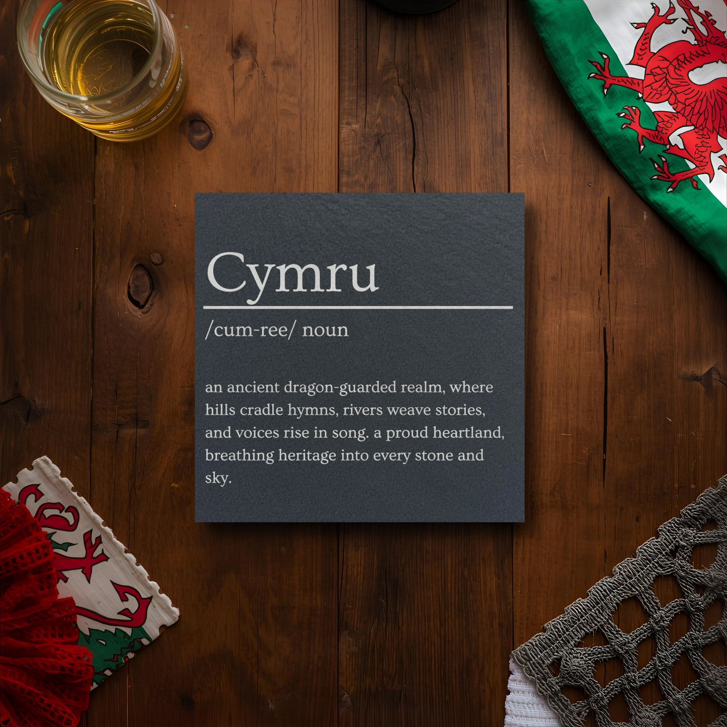 Cymru Dictionary Definition Slate Coaster