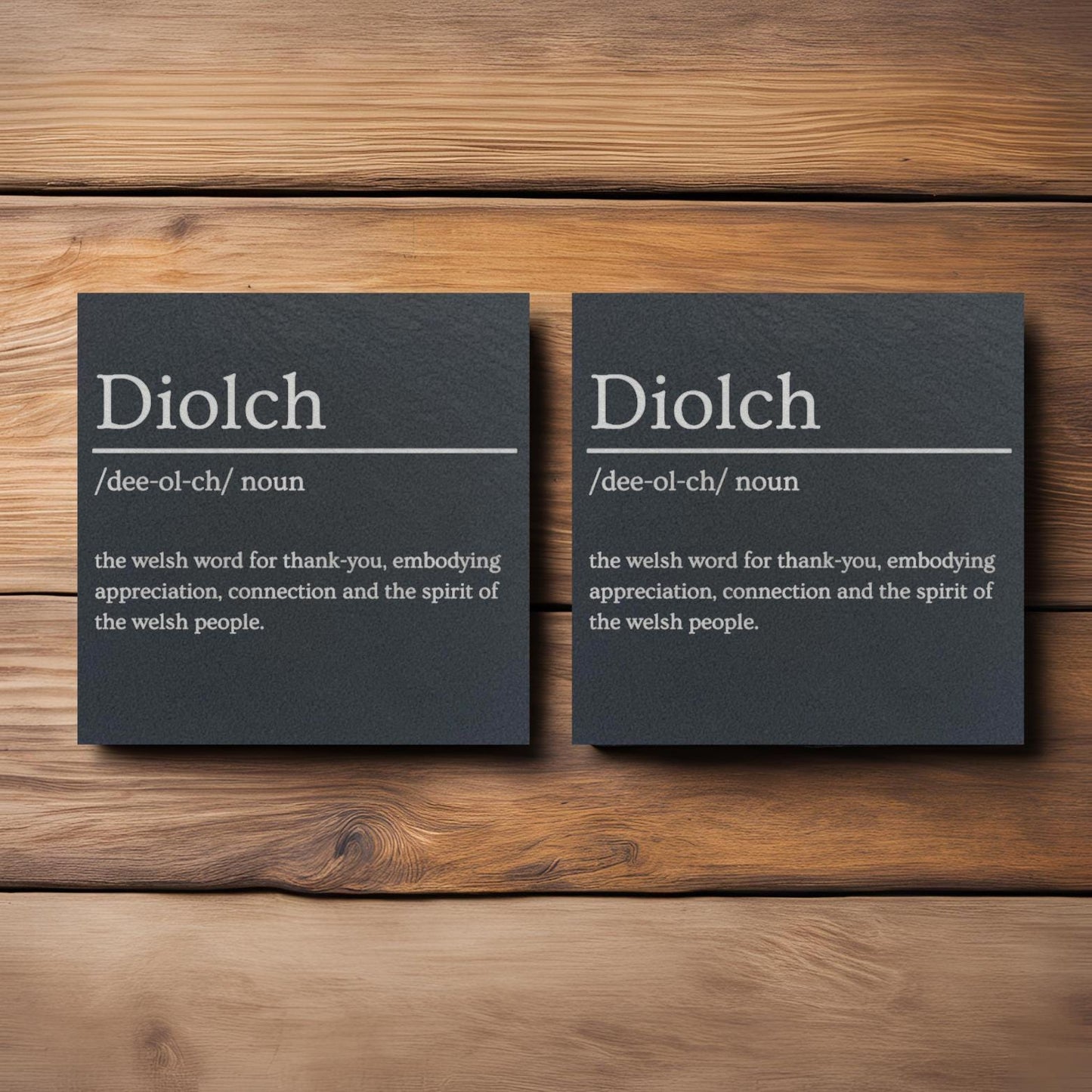 Diolch Welsh Language Slate Coaster