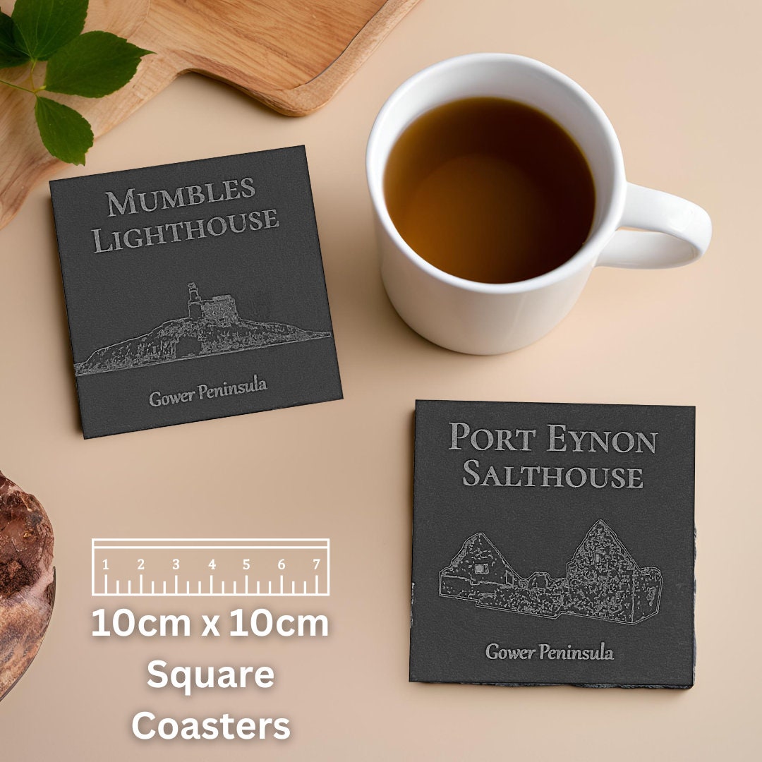 Gower Slate Coaster Set - Welsh Gift Idea
