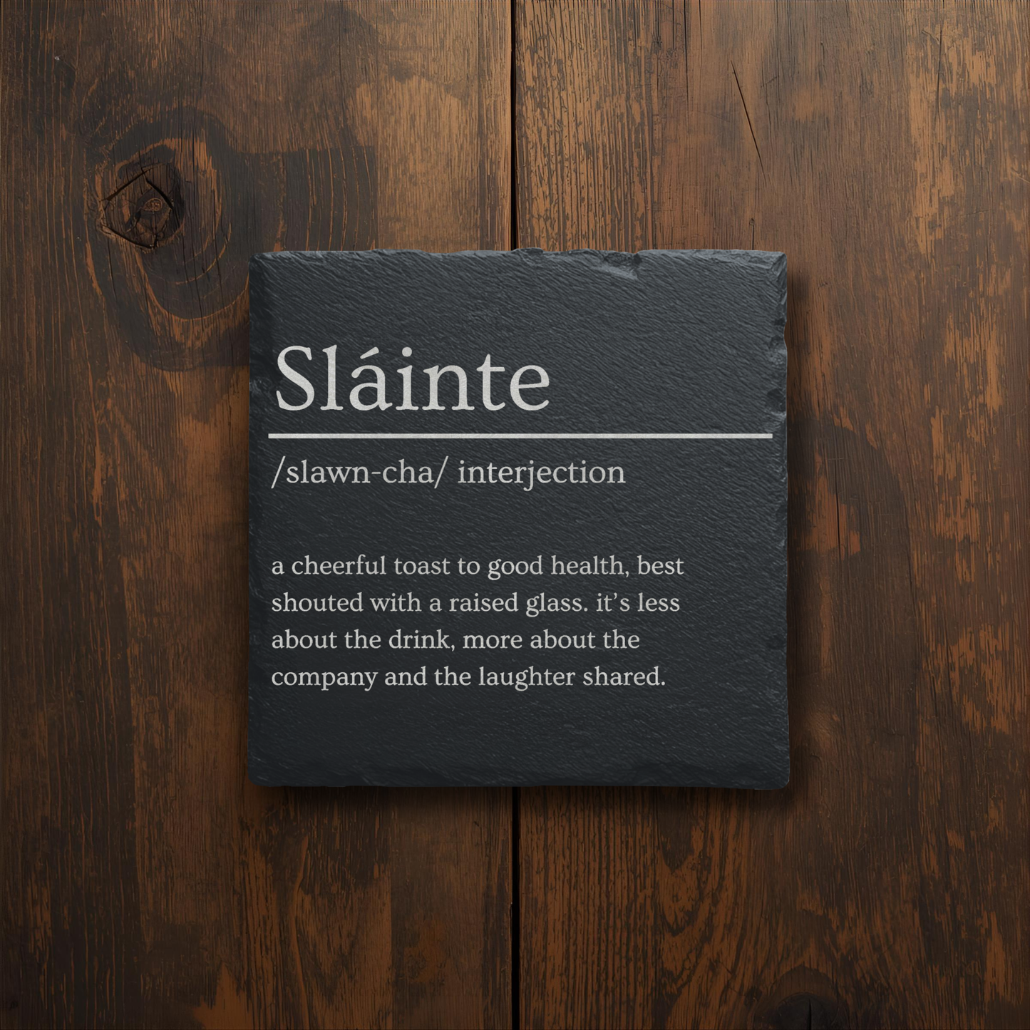 Slainte Dictionary Slate Coaster - Irish Gift