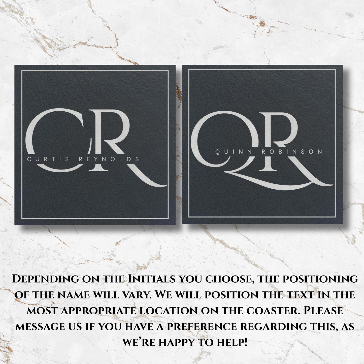 Personalisable Name & Initials Slate Coaster Gift