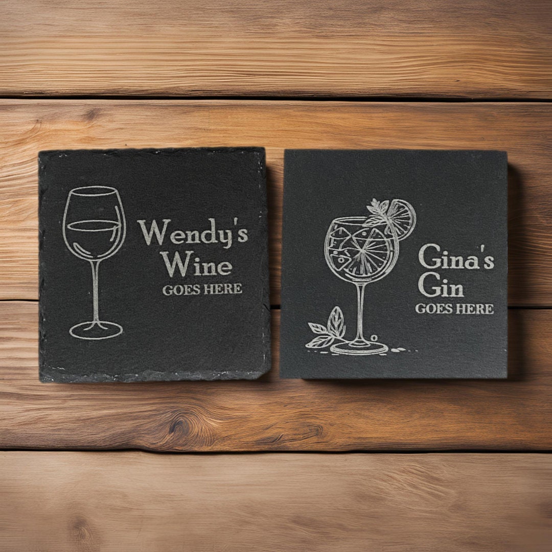 Custom Name & Drink Slate Coasters
