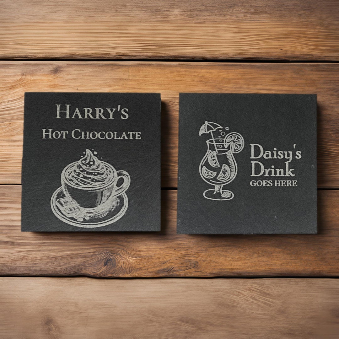 Custom Name & Drink Slate Coasters