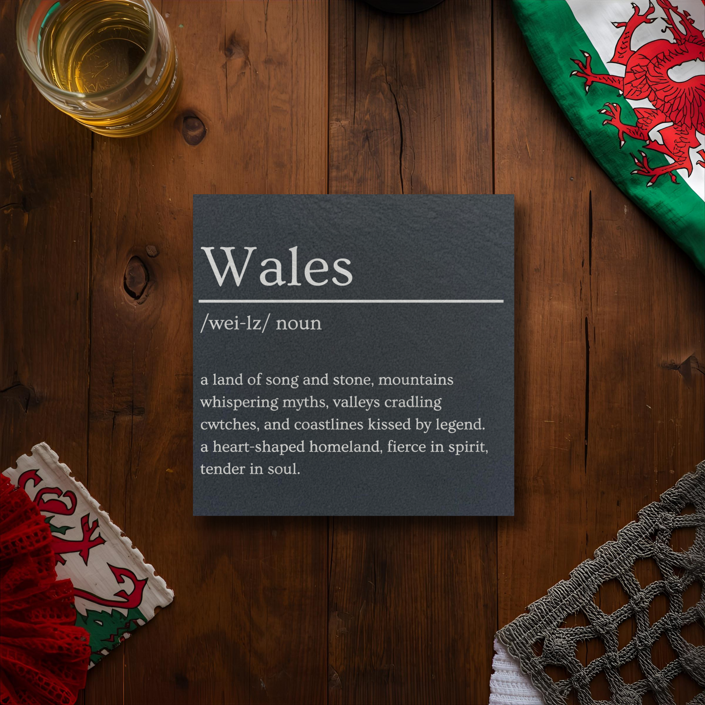 Wales Dictionary Definition Slate Coaster