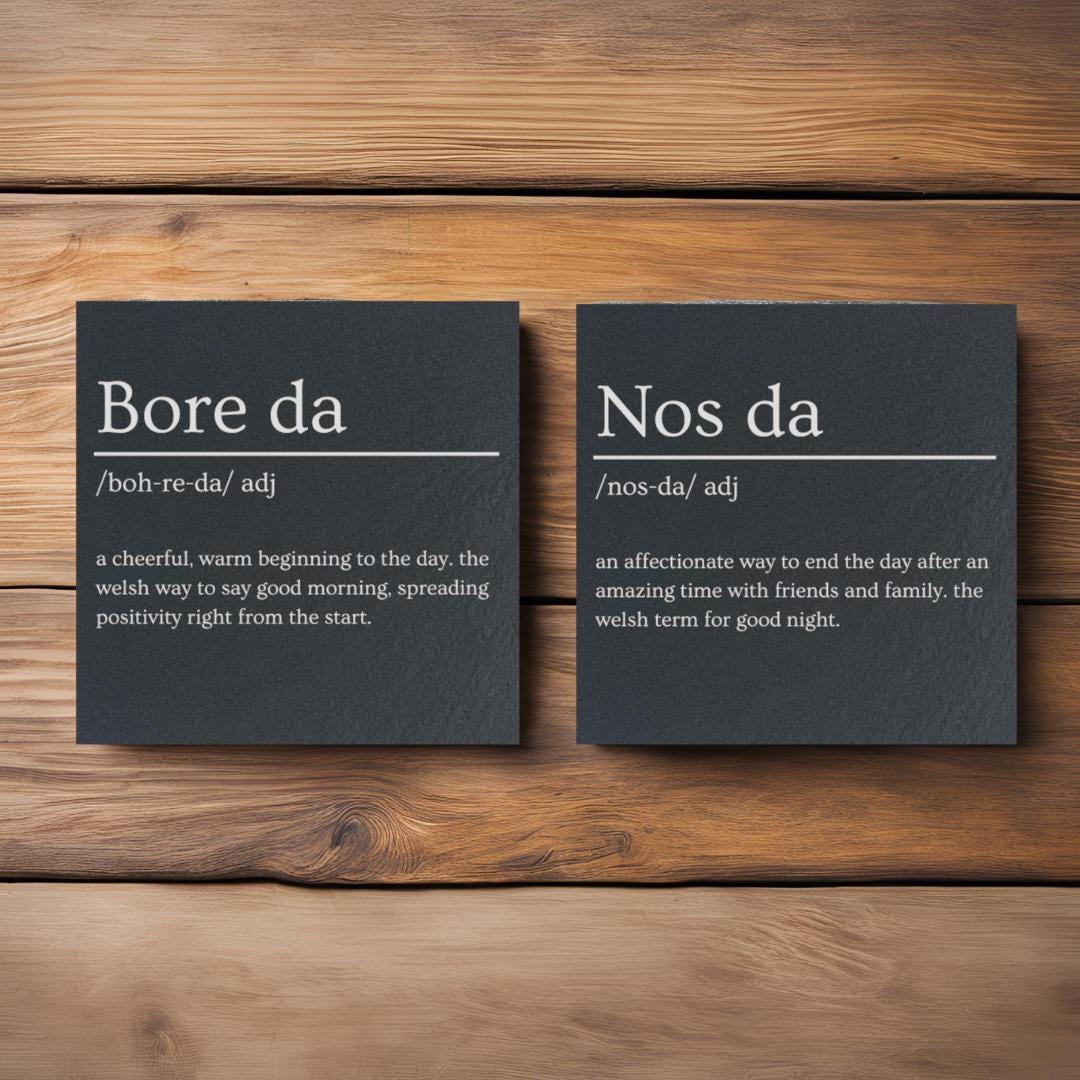 Welsh Dictionary Slate Coasters