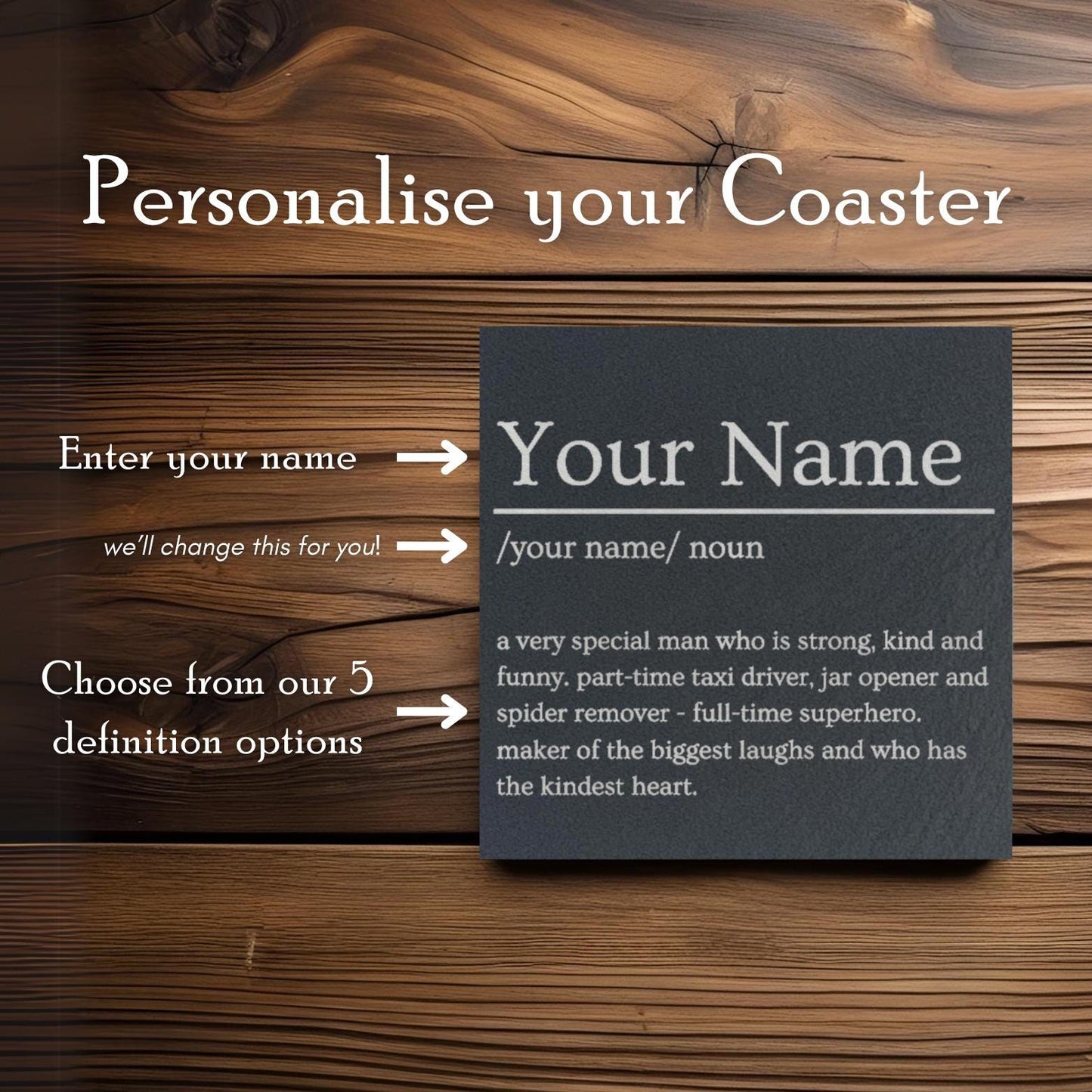Father's Day Dictionary Definition Slate Coaster