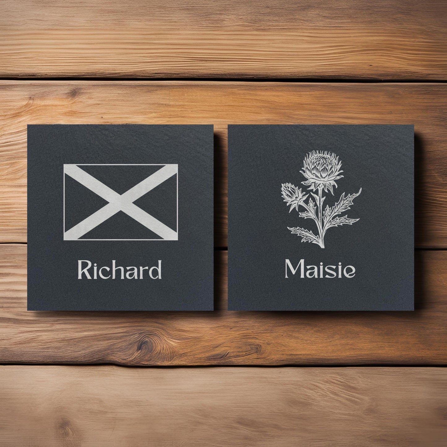 Scottish Flag or Thistle Customisable Slate Coaster