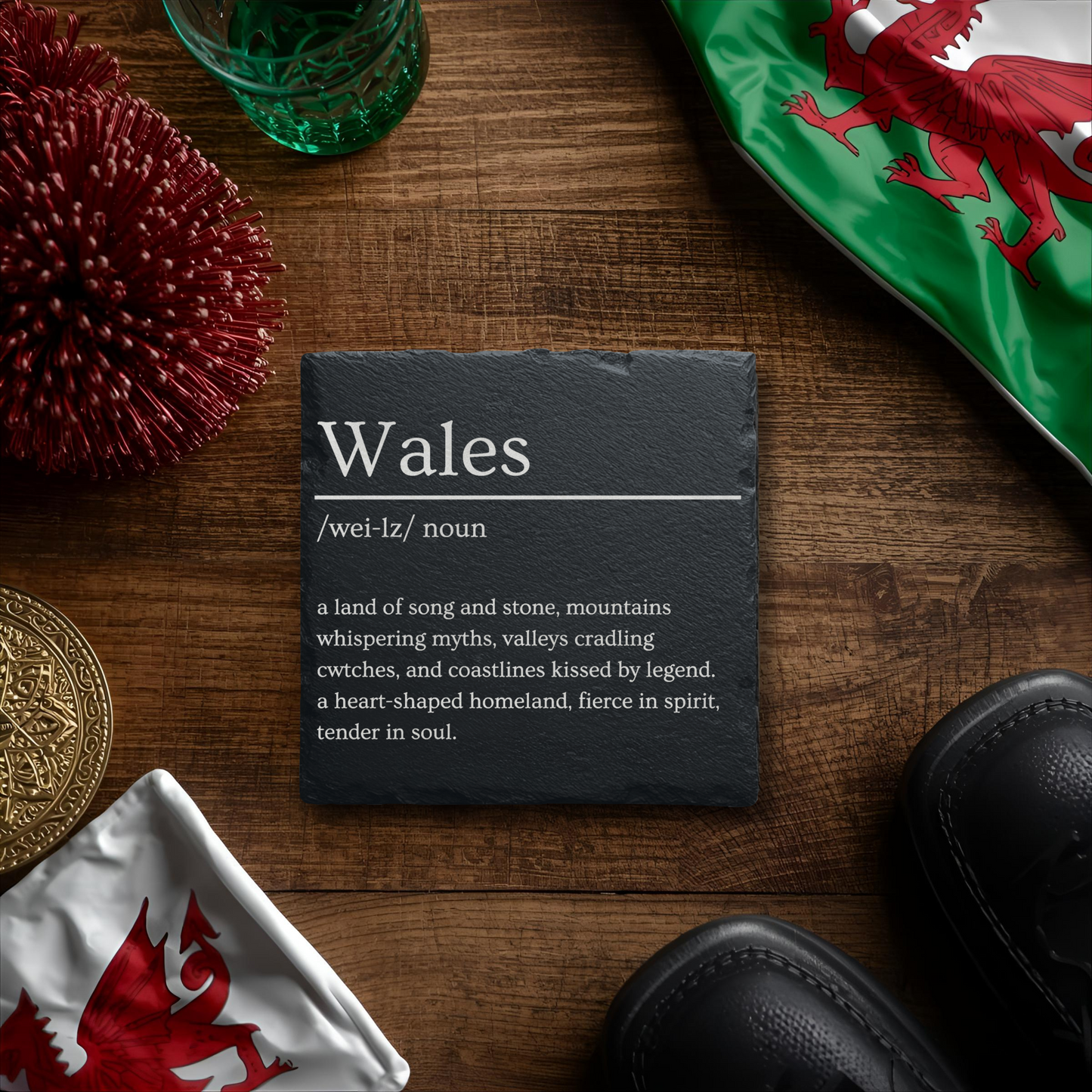 Wales Dictionary Definition Slate Coaster