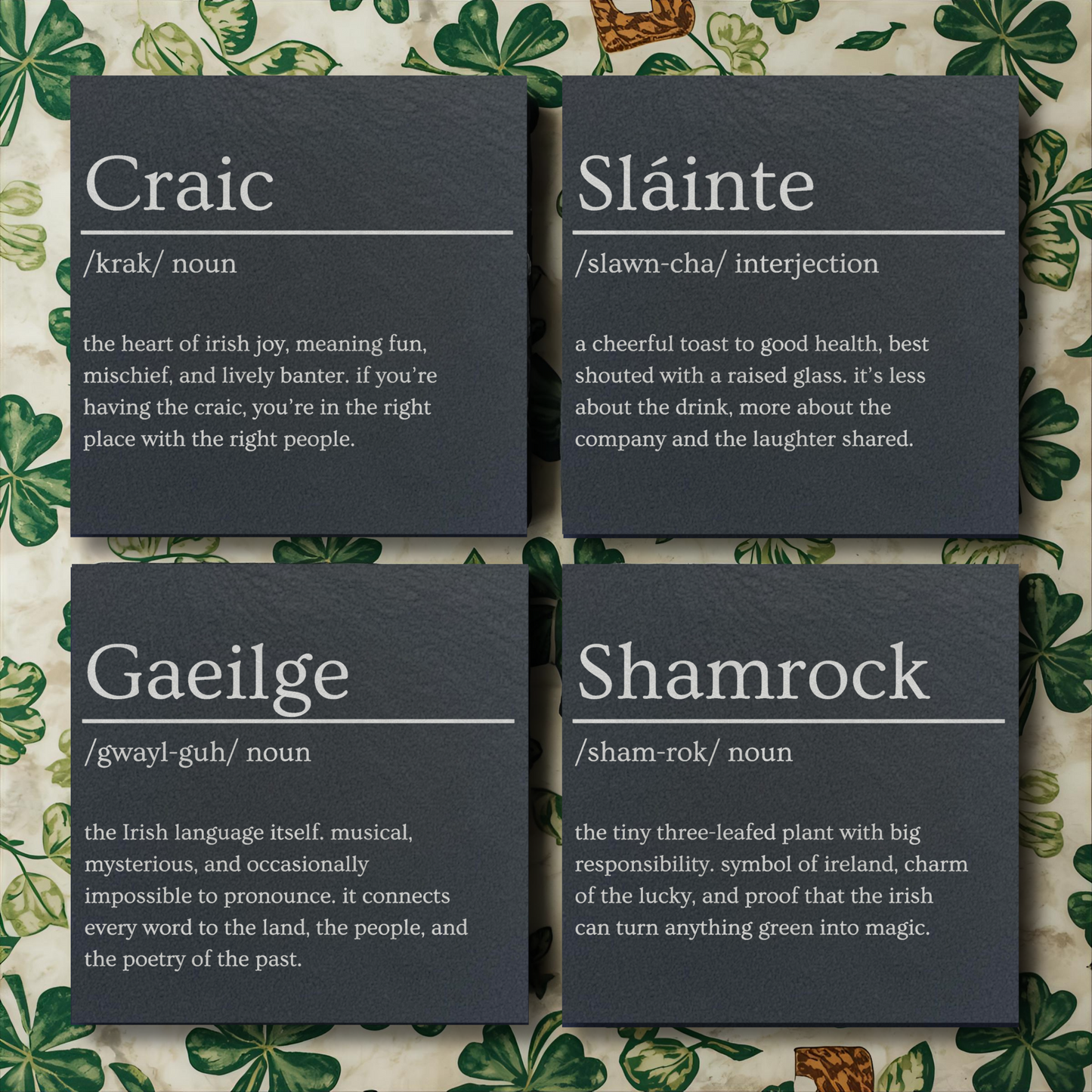 Irish Dictionary Slate Coaster Set