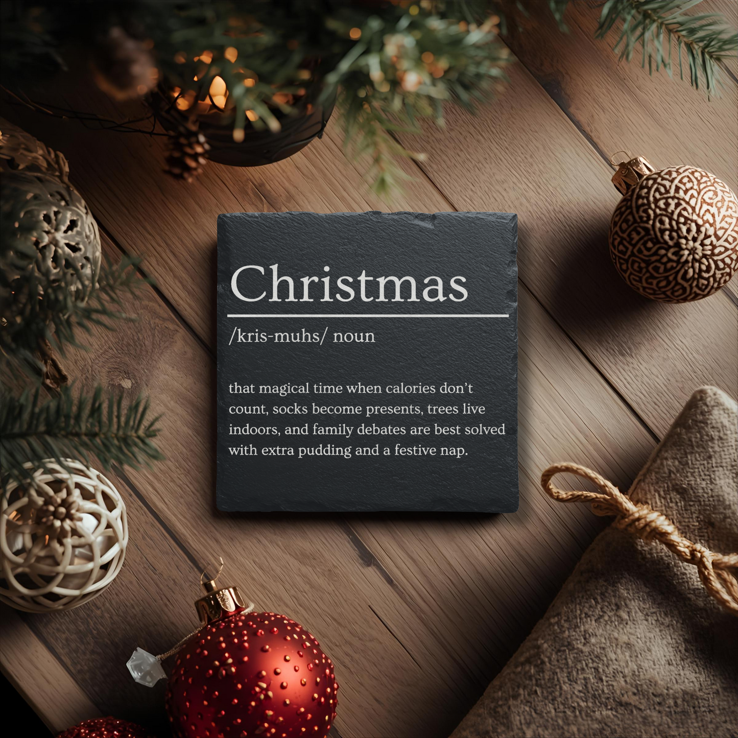 Christmas Slate Coaster Dictionary Definition