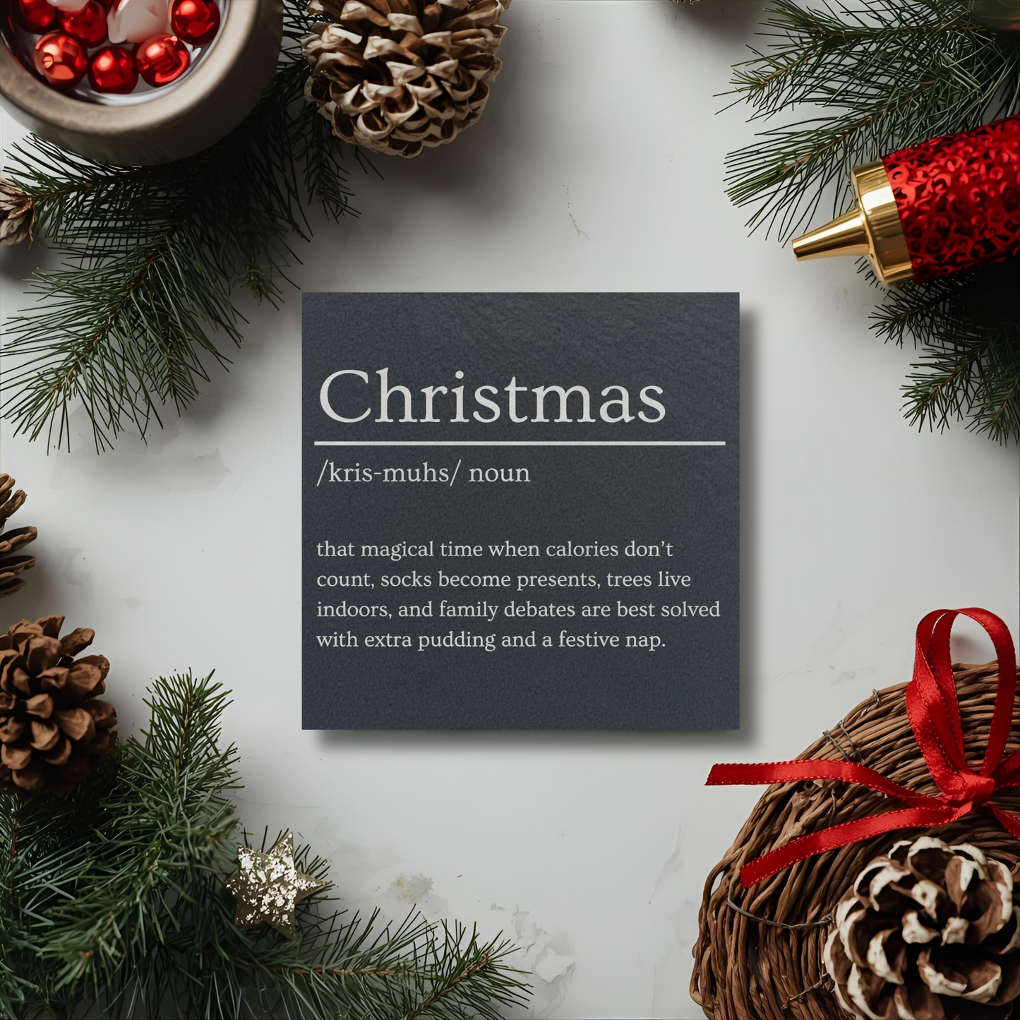 Christmas Slate Coaster Dictionary Definition