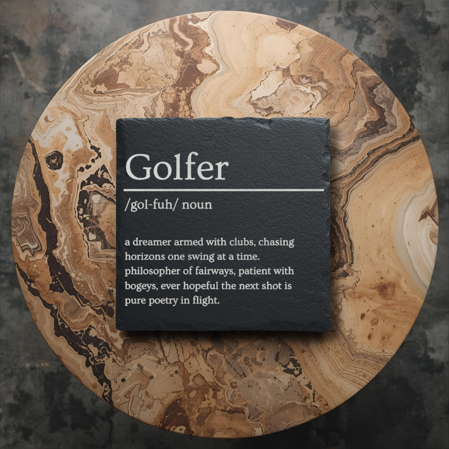 Golfer Dictionary Slate Coaster Gift