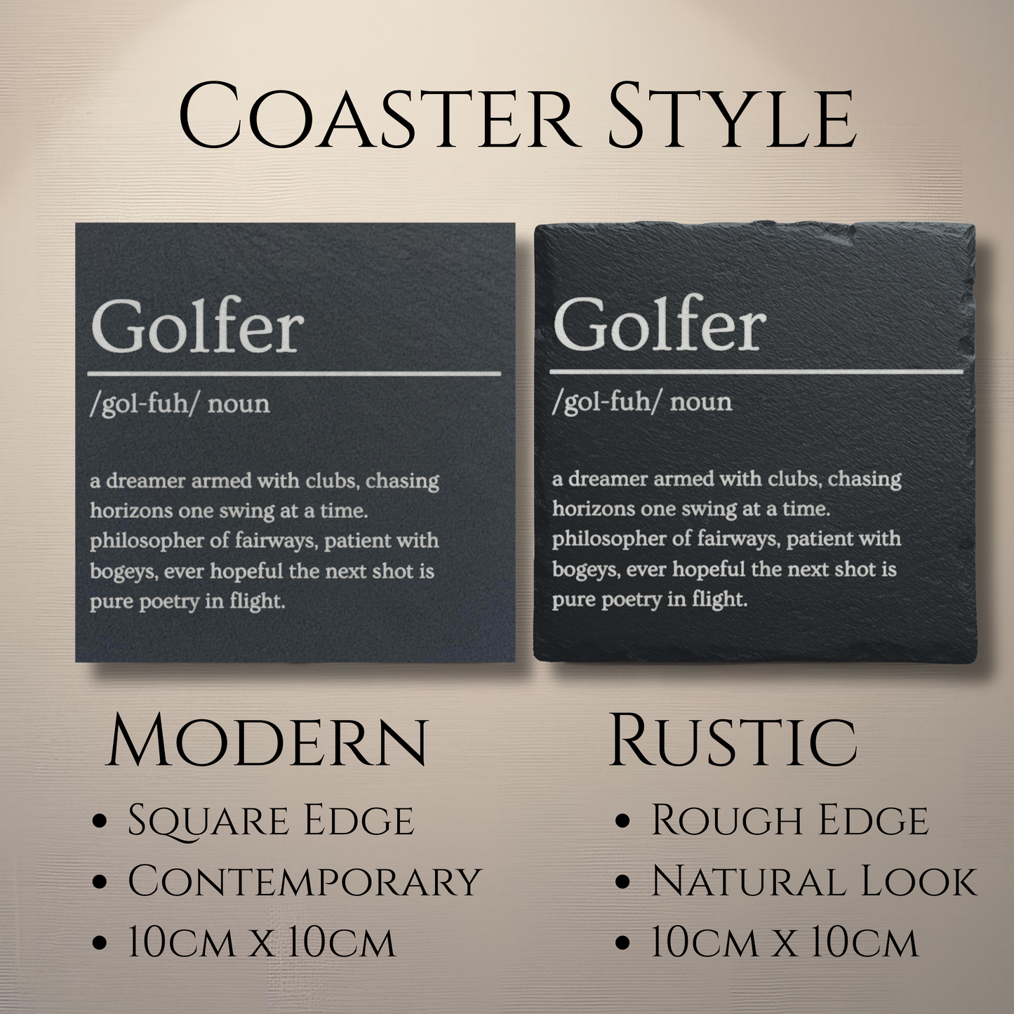 Golfer Dictionary Slate Coaster Gift