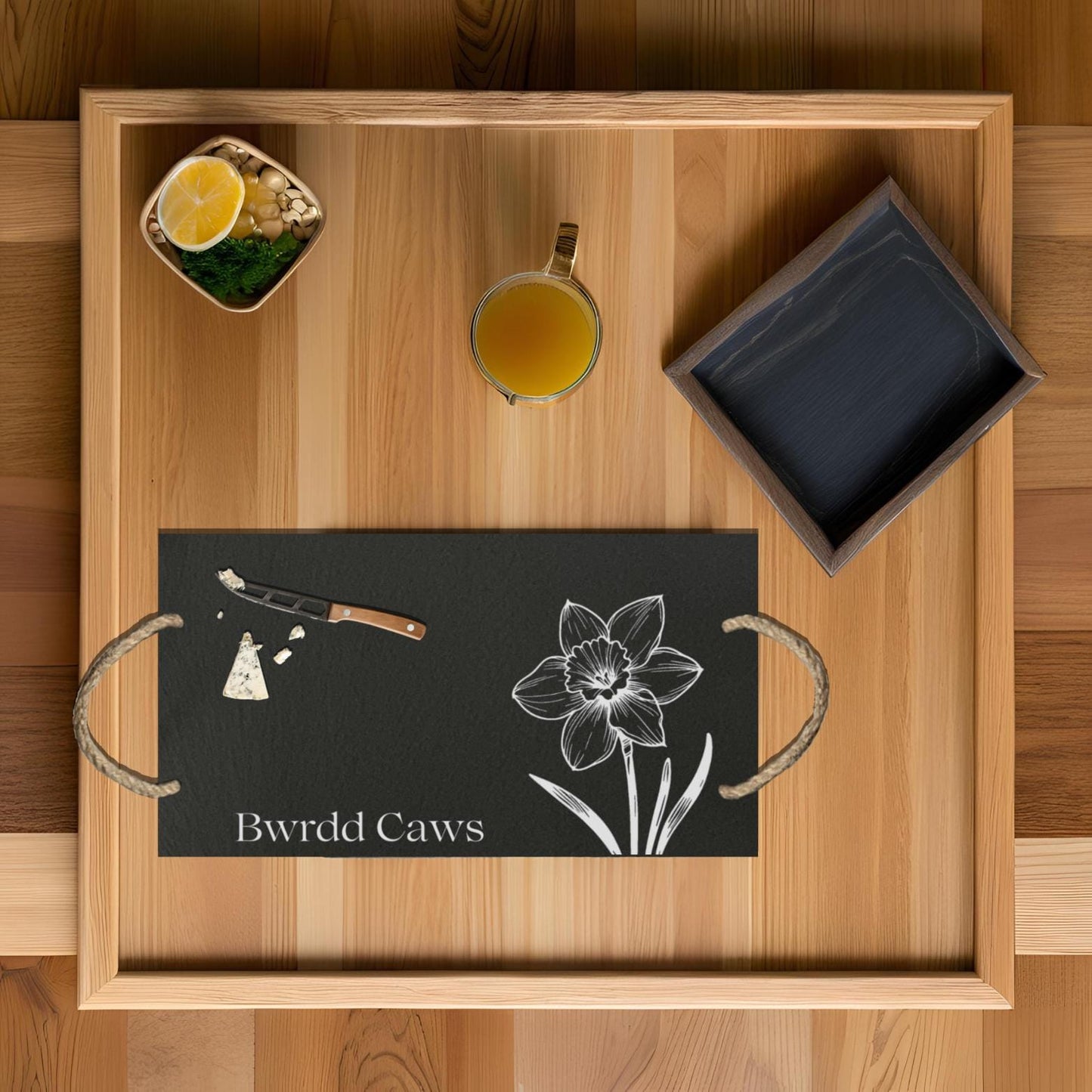 ' Bwrdd Caws' Welsh Gift Slate Cheeseboard