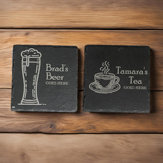 Custom Name & Drink Slate Coasters