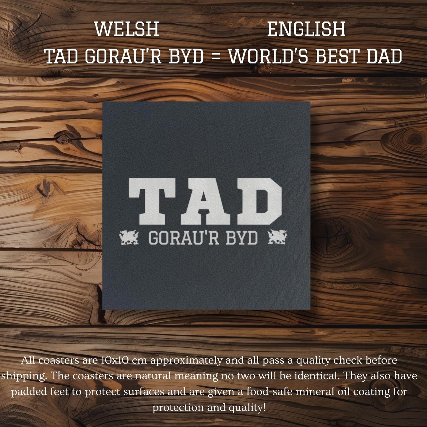 World's Best Dad Welsh Coaster - Tad Gorau'r Byd