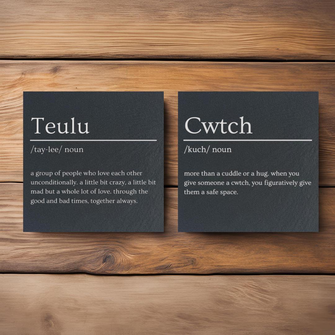 Welsh Dictionary Slate Coasters