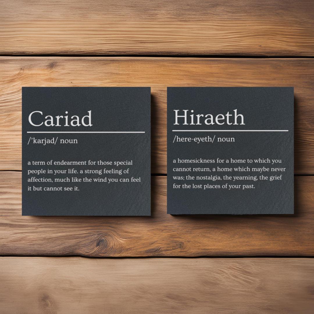 Welsh Dictionary Slate Coasters