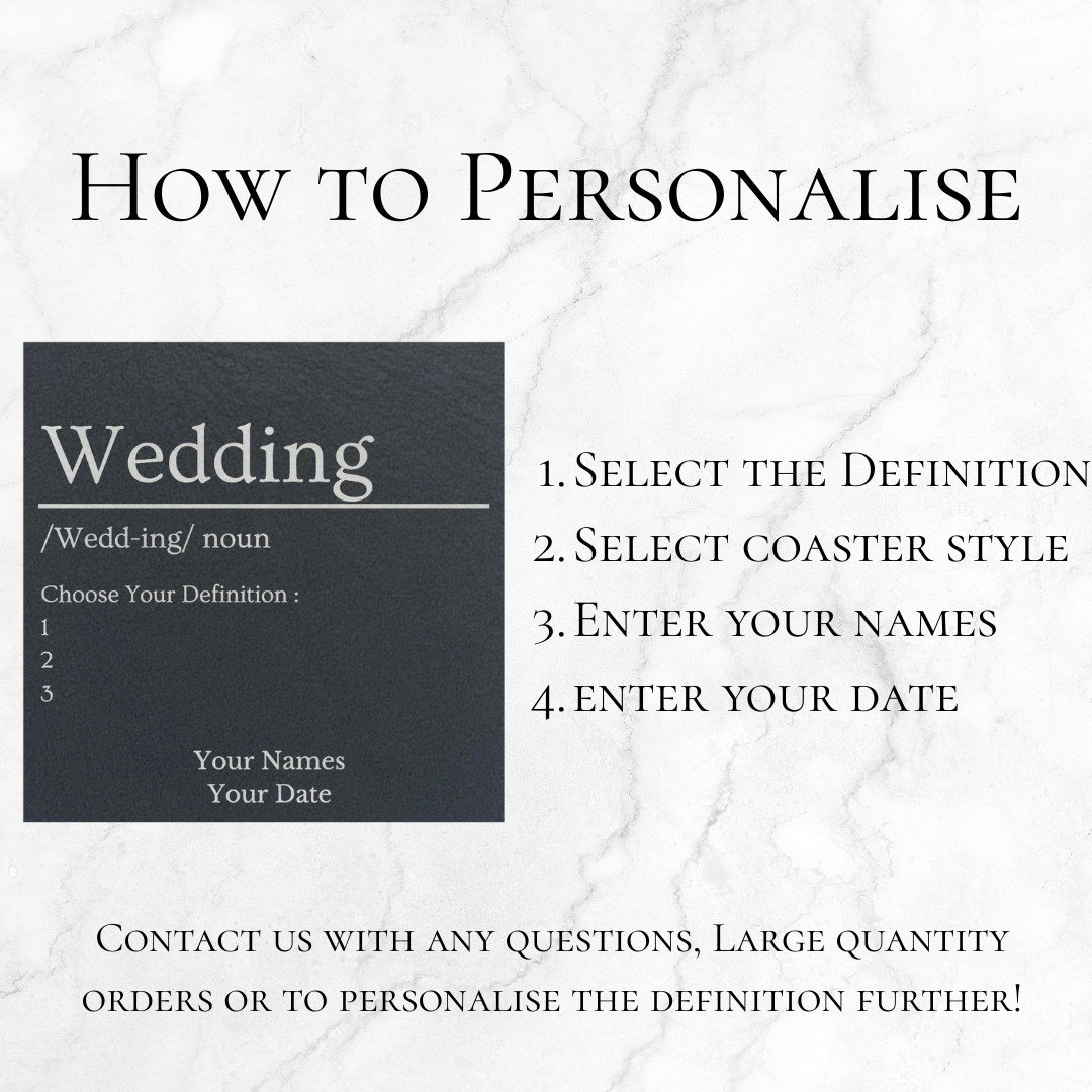 Customisable Wedding Dictionary Definition Slate Coaster