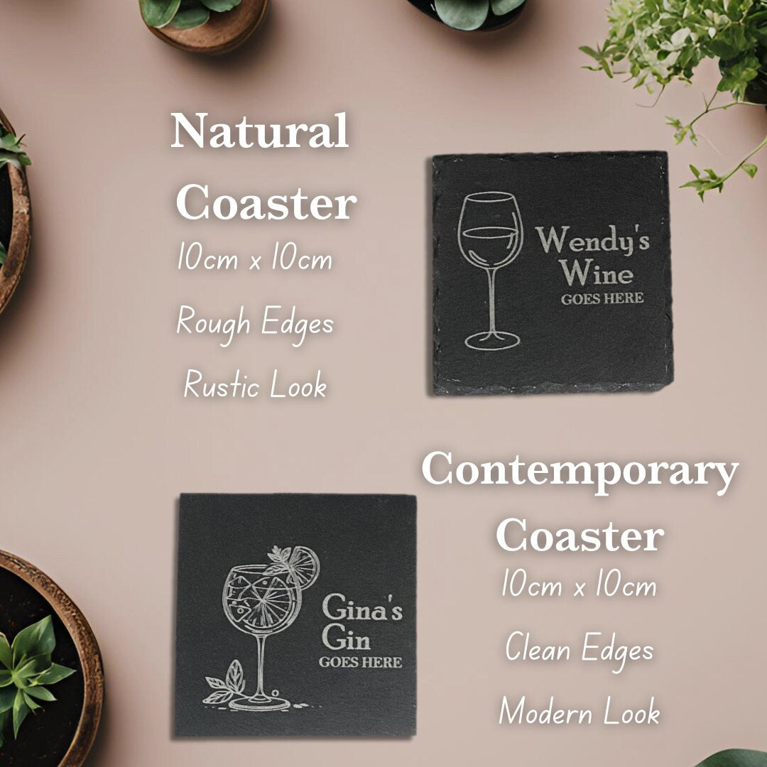 Custom Name & Drink Slate Coasters