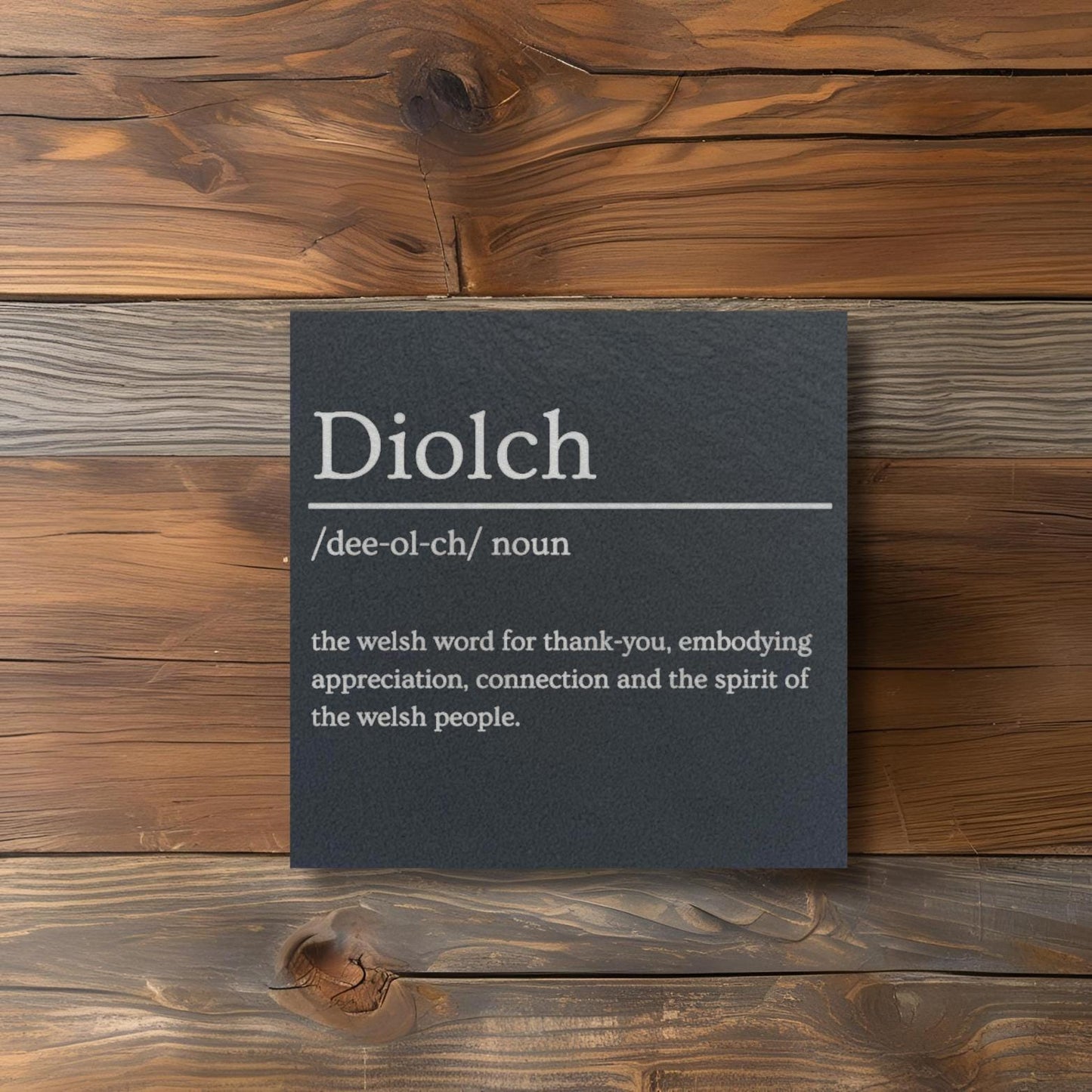 Diolch Welsh Language Slate Coaster