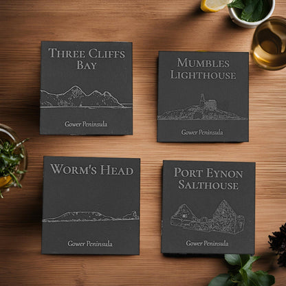 Gower Slate Coaster Set - Welsh Gift Idea