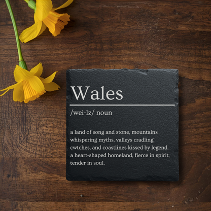 Wales Dictionary Definition Slate Coaster