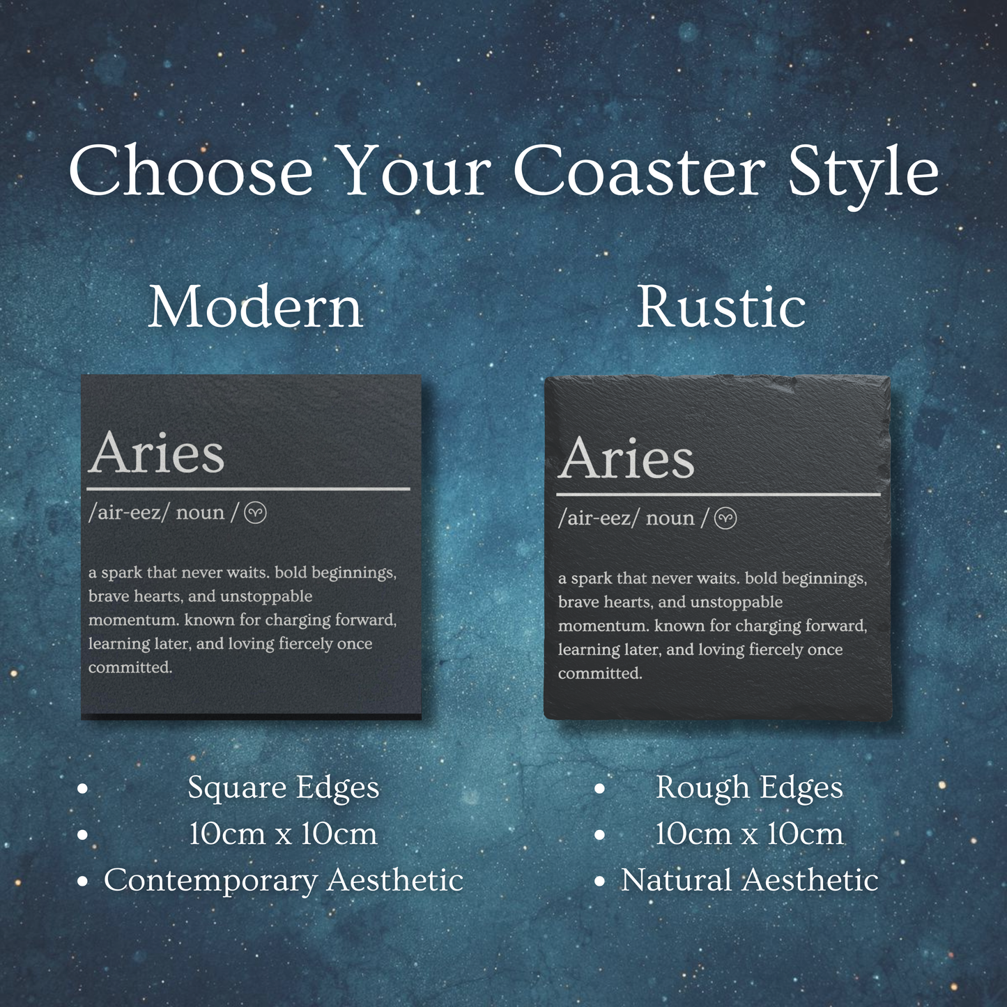 Zodiac Dictionary Style Slate Coasters