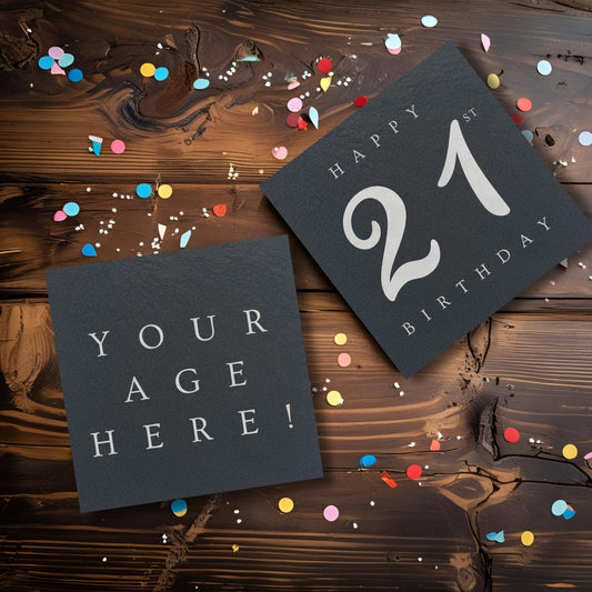 Happy Birthday Custom Age Slate Coaster Gift
