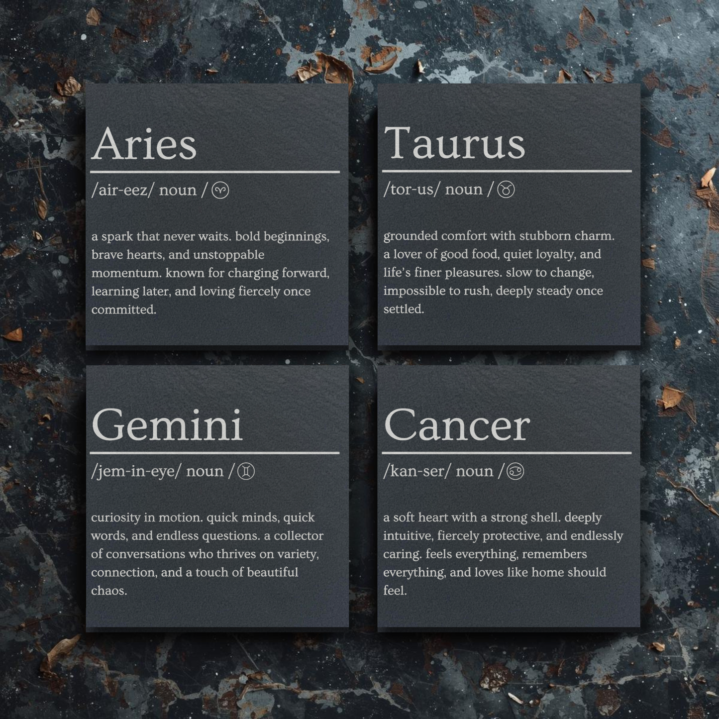 Zodiac Dictionary Style Slate Coasters