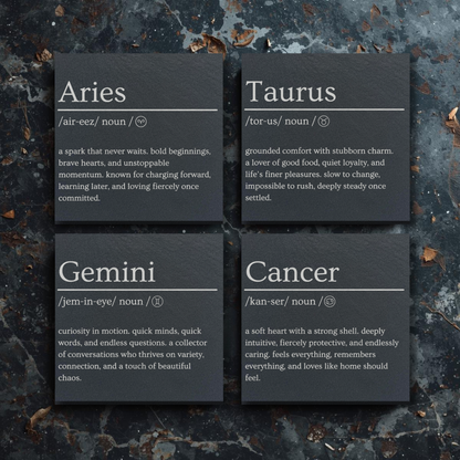 Zodiac Dictionary Style Slate Coasters