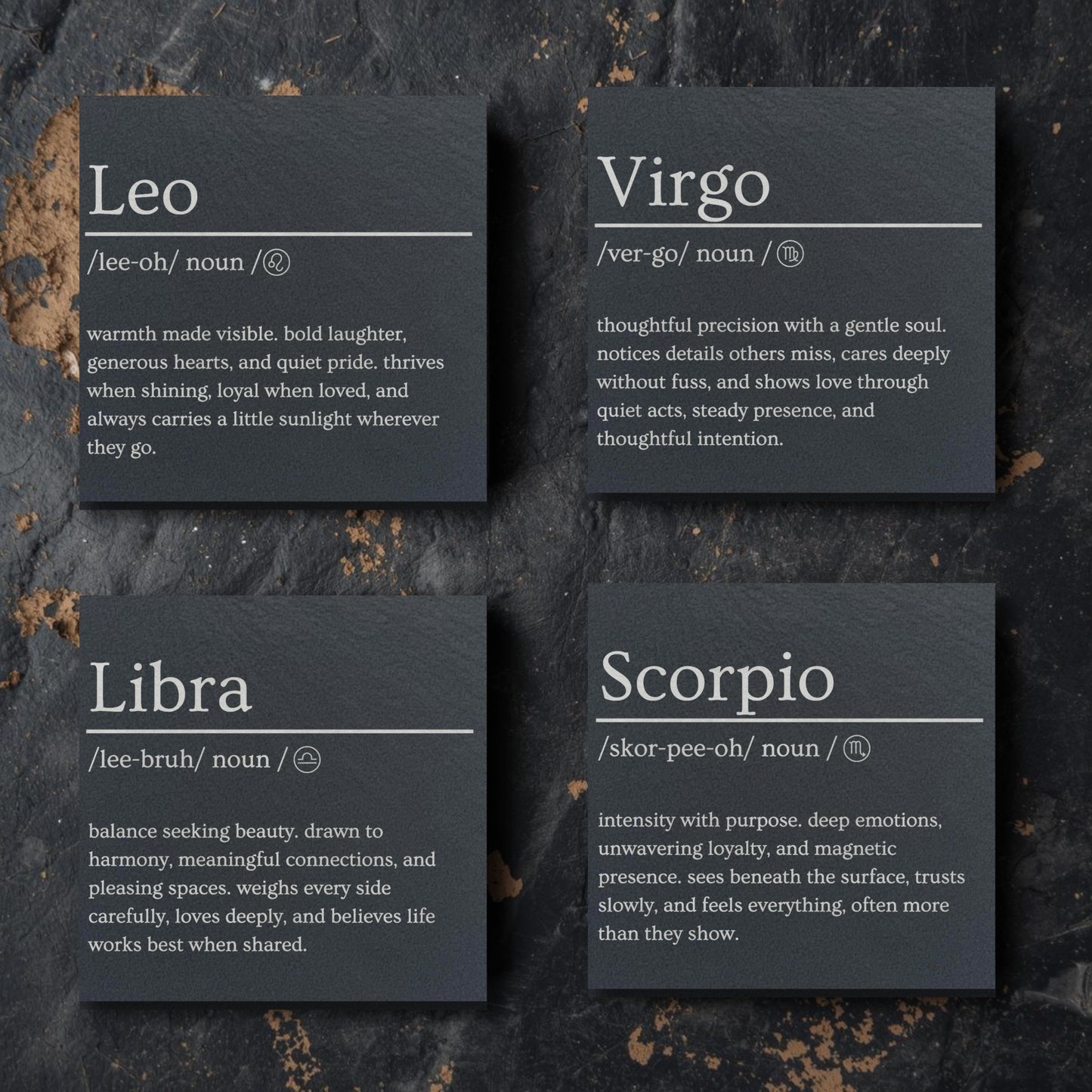 Zodiac Dictionary Style Slate Coasters