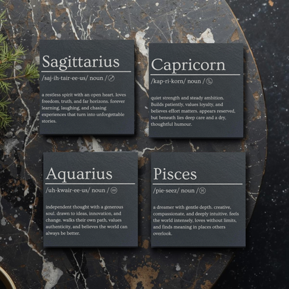 Zodiac Dictionary Style Slate Coasters