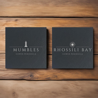 Customisable Gower Beach Slate Coasters