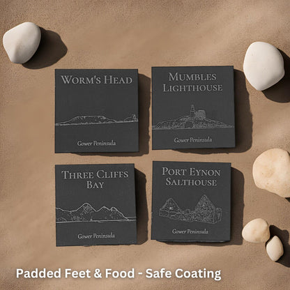 Gower Slate Coaster Set - Welsh Gift Idea