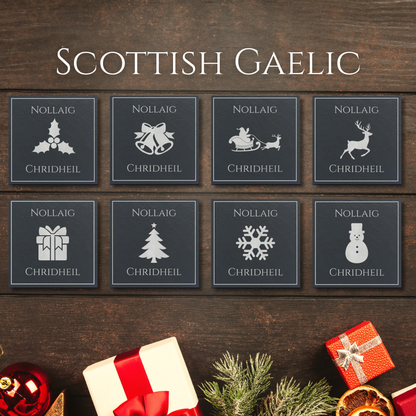 Nollaig Chridheil Scottish Gaelic Christmas Coasters