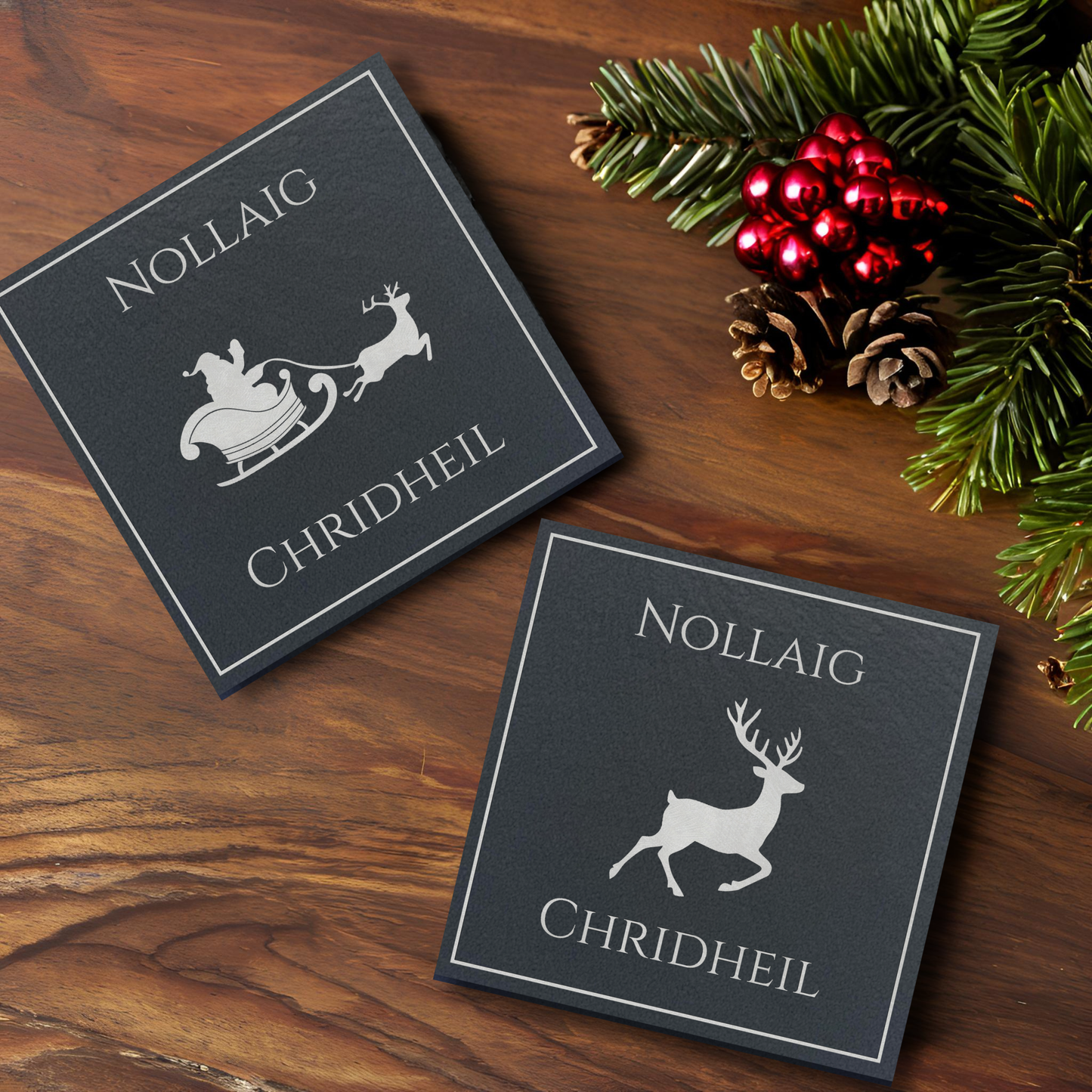 Nollaig Chridheil Scottish Gaelic Christmas Coasters
