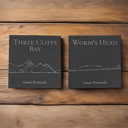 Gower Slate Coaster Set - Welsh Gift Idea