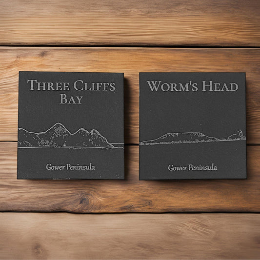Gower Slate Coaster Set - Welsh Gift Idea